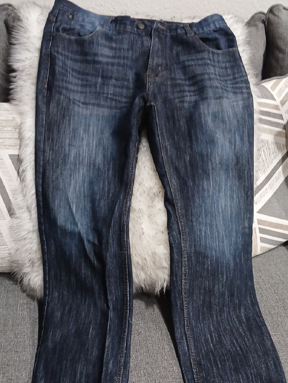 Men's Dark Blue Denim Jeans - Classic Straight Fit